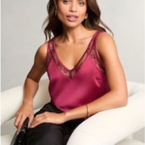 NWT Adria Moss wine silk shell